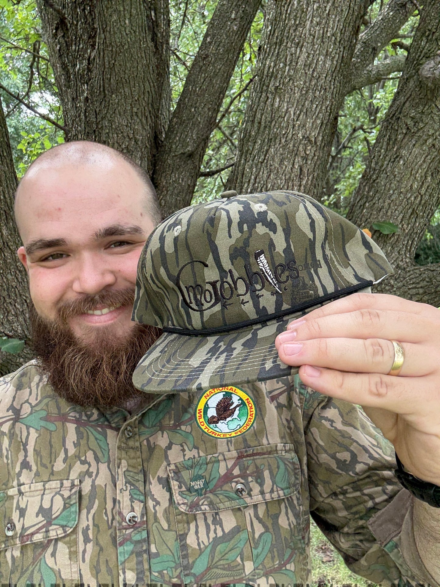 "MoGobbles" Panel Roper Hat Bottomland with Black Text