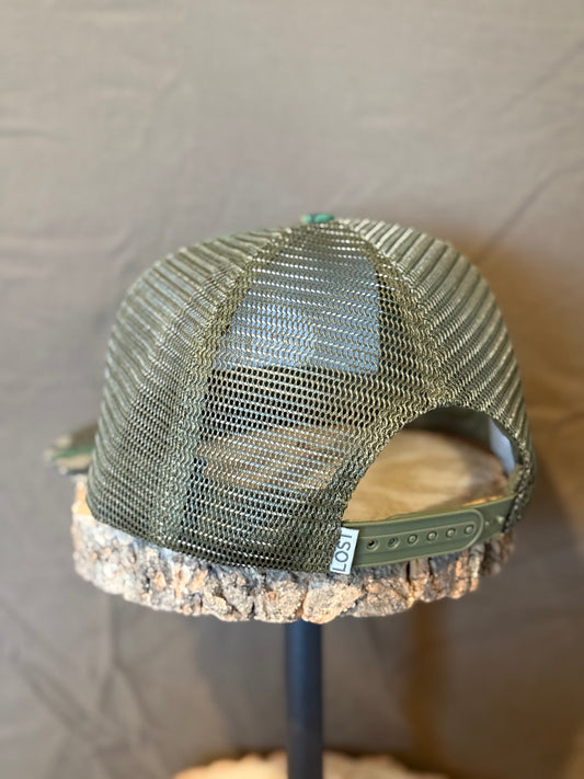 "MoGobbles" Formed Trucker Greenleaf/Olive with Ivory Text