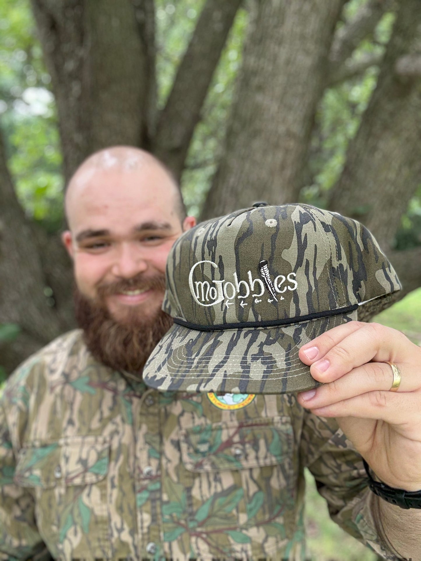 "MoGobbles" Panel Roper Hat Bottomland with Ivory Text