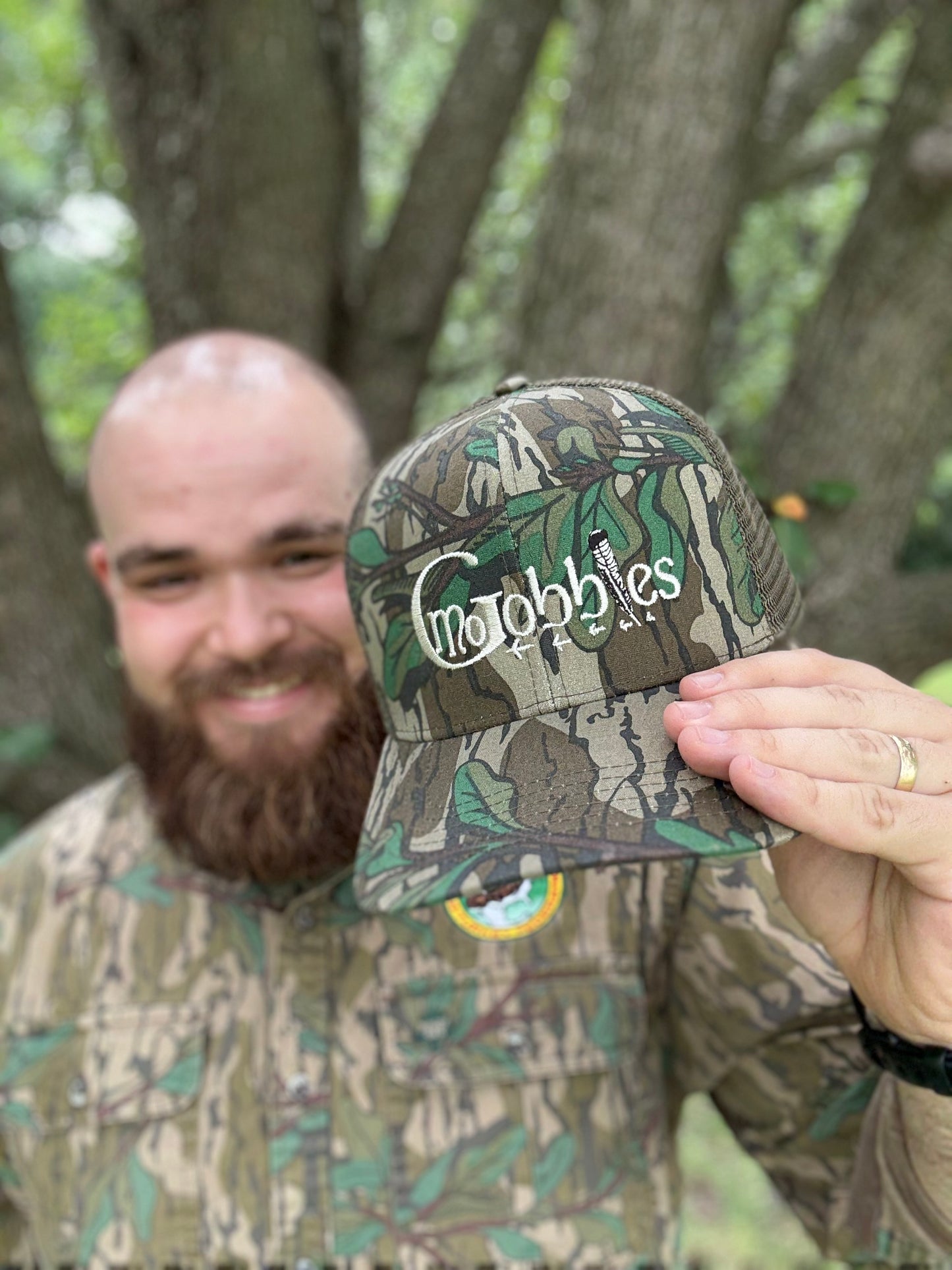 "MoGobbles" Formed Trucker Greenleaf/Olive with Ivory Text