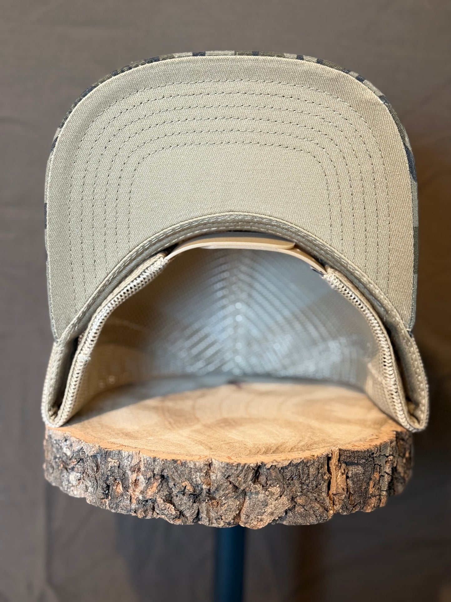 "MoGobbles" Formed Trucker Bottomland/Tan with Black Text.