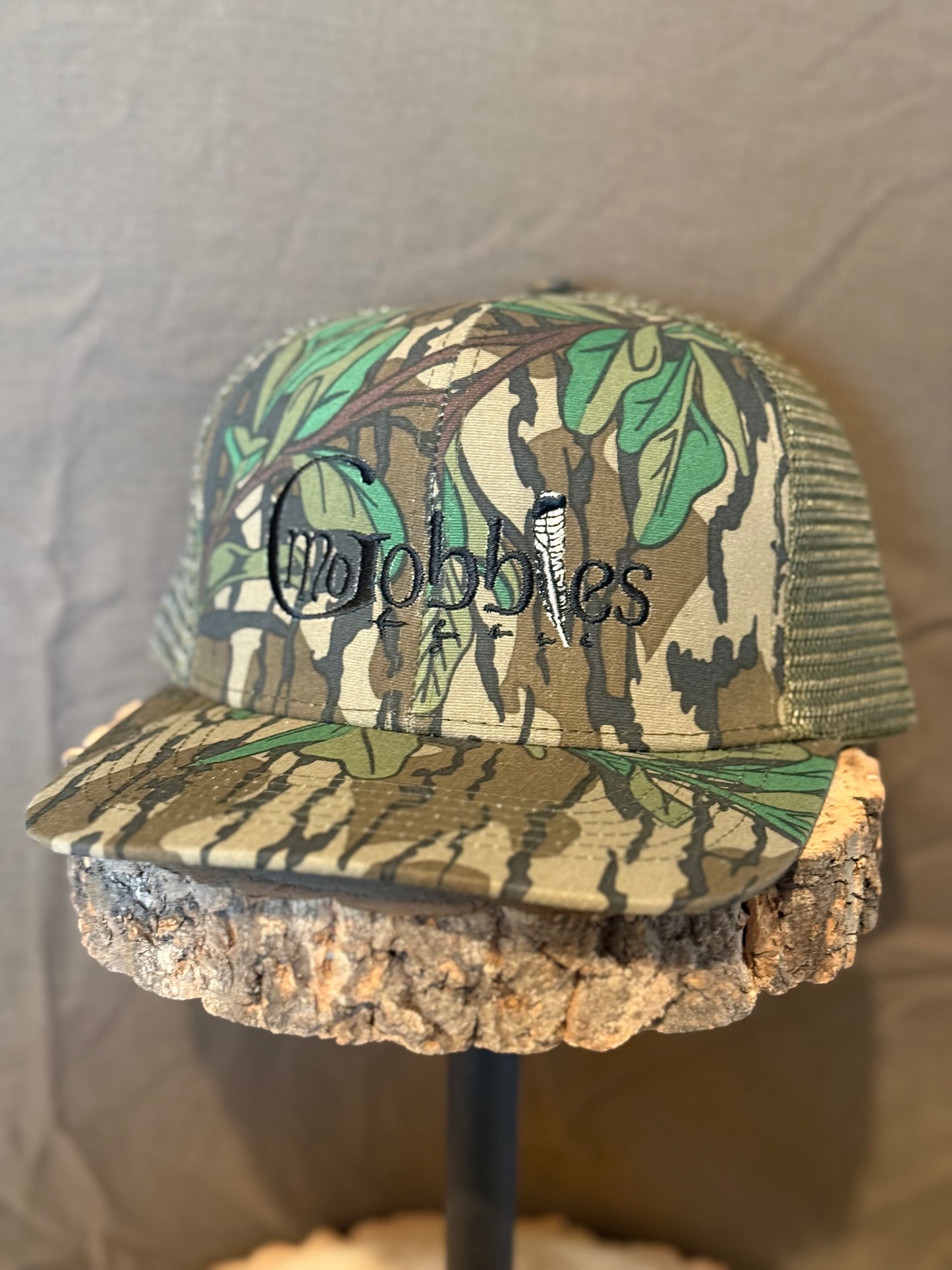 "MoGobbles" Formed Trucker Greenleaf/Olive with Black Text.