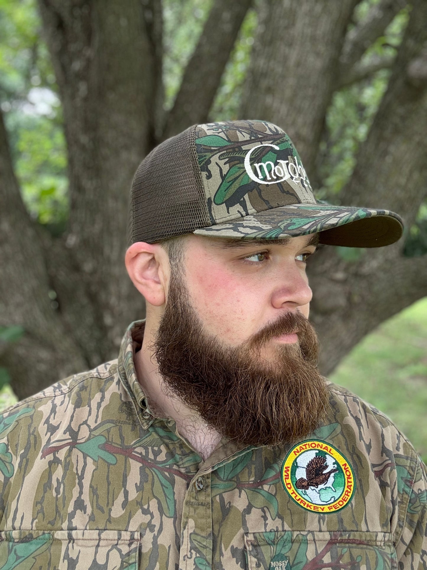 "MoGobbles" Formed Trucker Greenleaf/Olive with Ivory Text