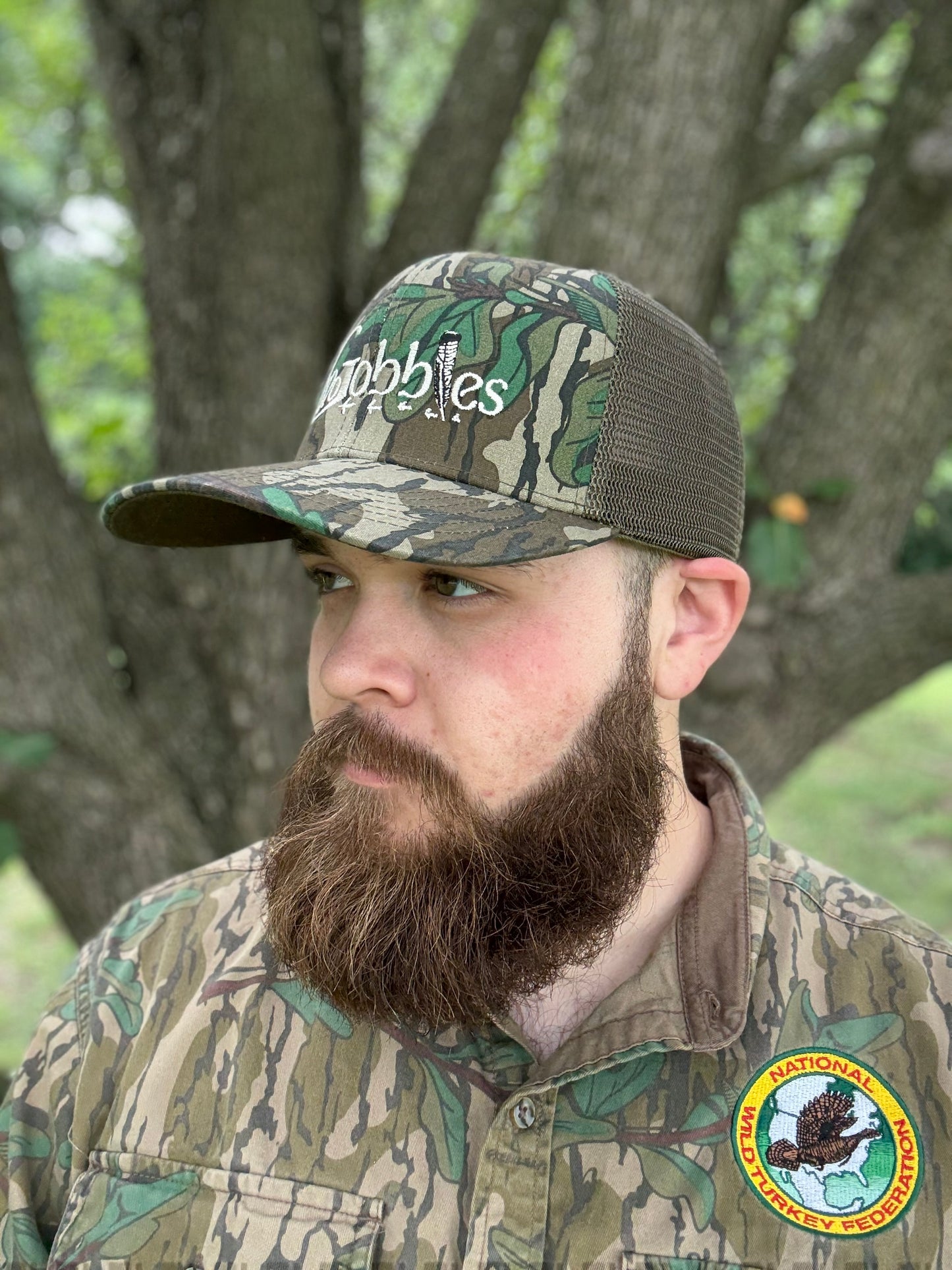 "MoGobbles" Formed Trucker Greenleaf/Olive with Ivory Text