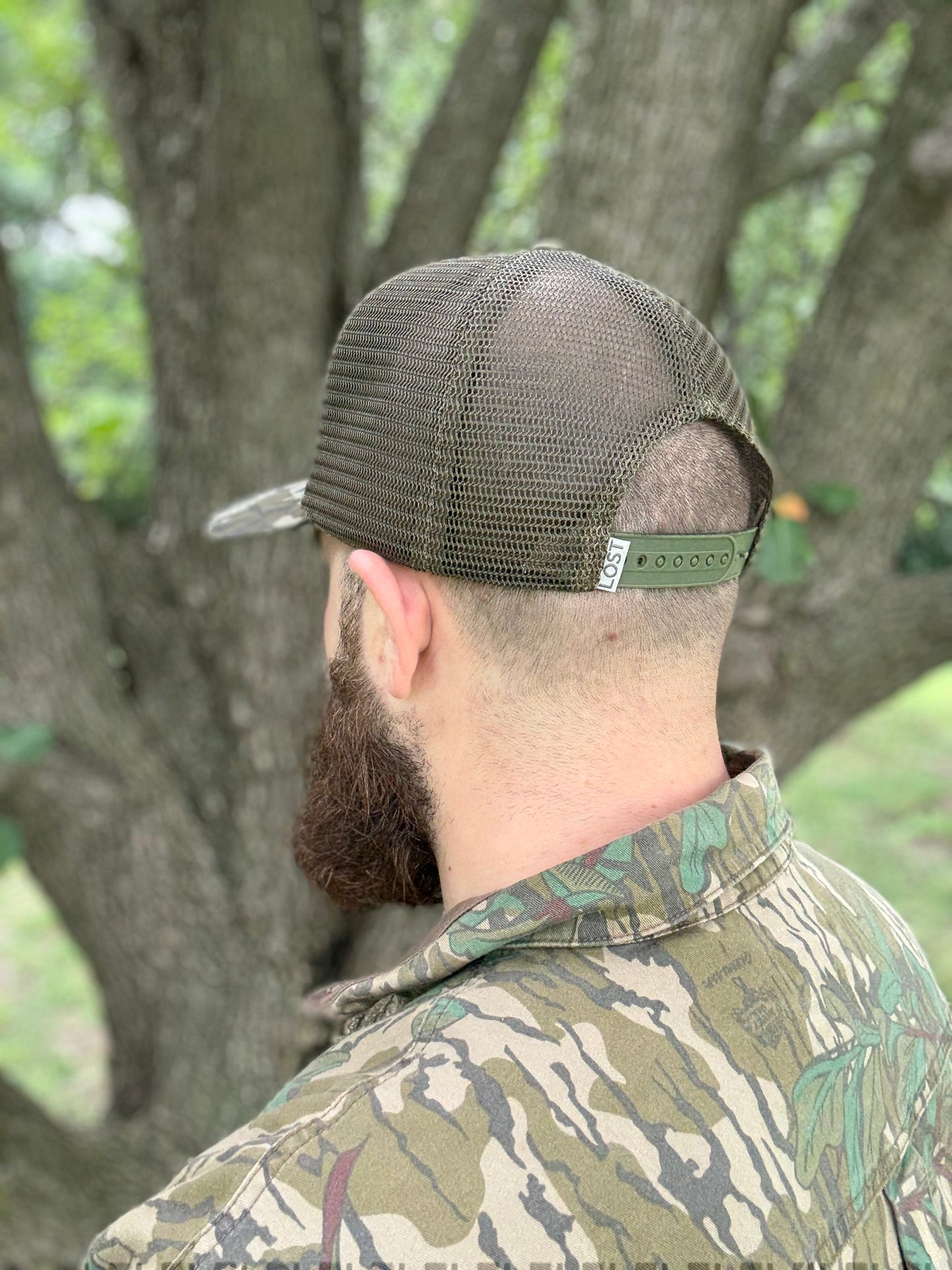 "MoGobbles" Formed Trucker Greenleaf/Olive with Ivory Text